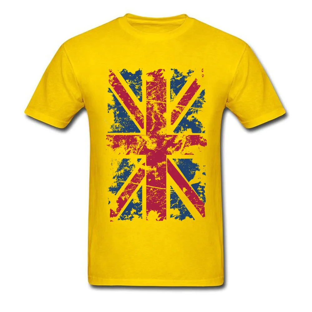  Printed Tops T Shirt Funny Short Sleeve Men T-Shirt TpicOriginaltitle Birthday Mother Day Tops Tees O Neck Wholesale UK Flag yellow