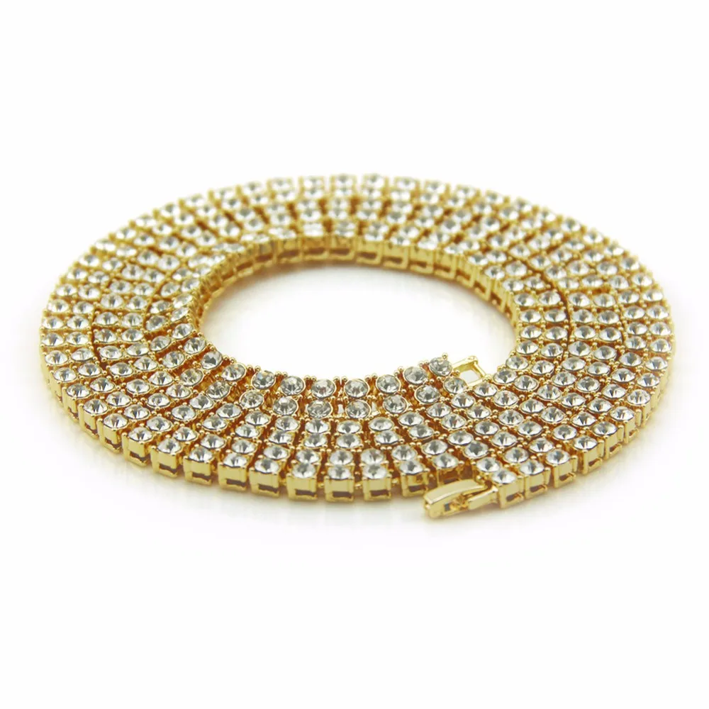 

Gold / Silver Plated Iced Out 2 Rows Tennis Chain Necklace 30 inches Length Dropshipping