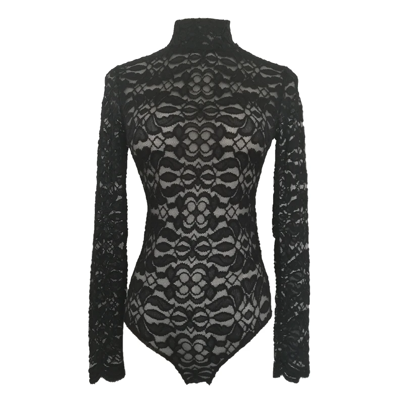 New Women Sexy Long Sleeve Lace Bodysuits Lady Backless Catsuits Female Elegant Overalls