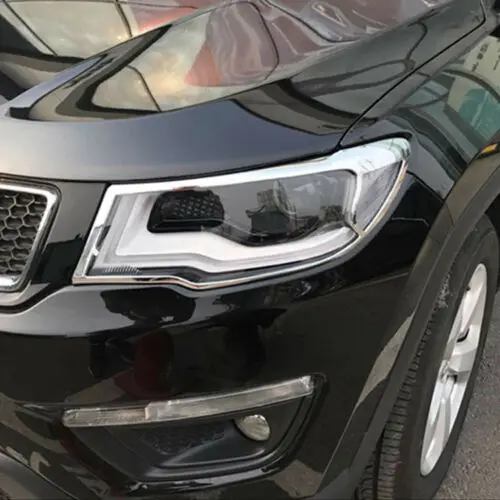 Хромированная рамка для передней фары Jeep Compass 2017-2019 | Автомобили и мотоциклы