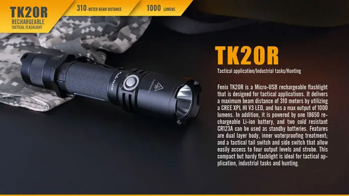 Новый перезаряжаемый фонарик Fenix TK20R с микро USB 1000 люмен аккумулятор 18650|flashlight