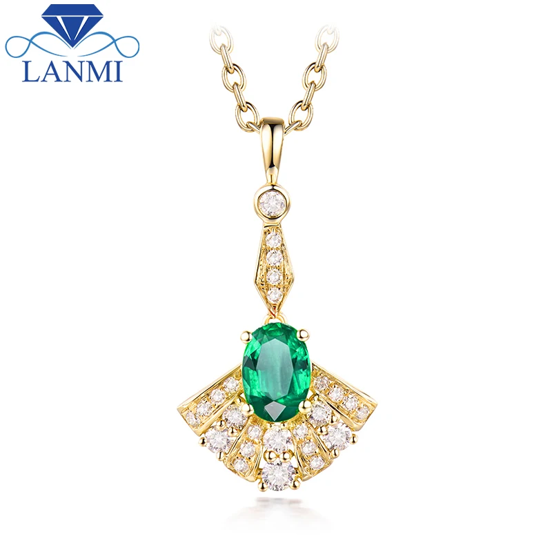 0 : Buy Natural Diamond Gemstone Jewelry Good Quality Emerald Pendant Necklace in ...