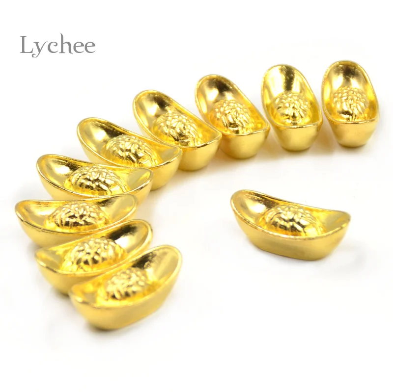 Us 3 19 20 Off Lychee 10 Pieces Mascot Metal Crafts Feng Shui Auious Lucky Money Gold Ingot Decoration In Figurines Miniatures From Aeproduct