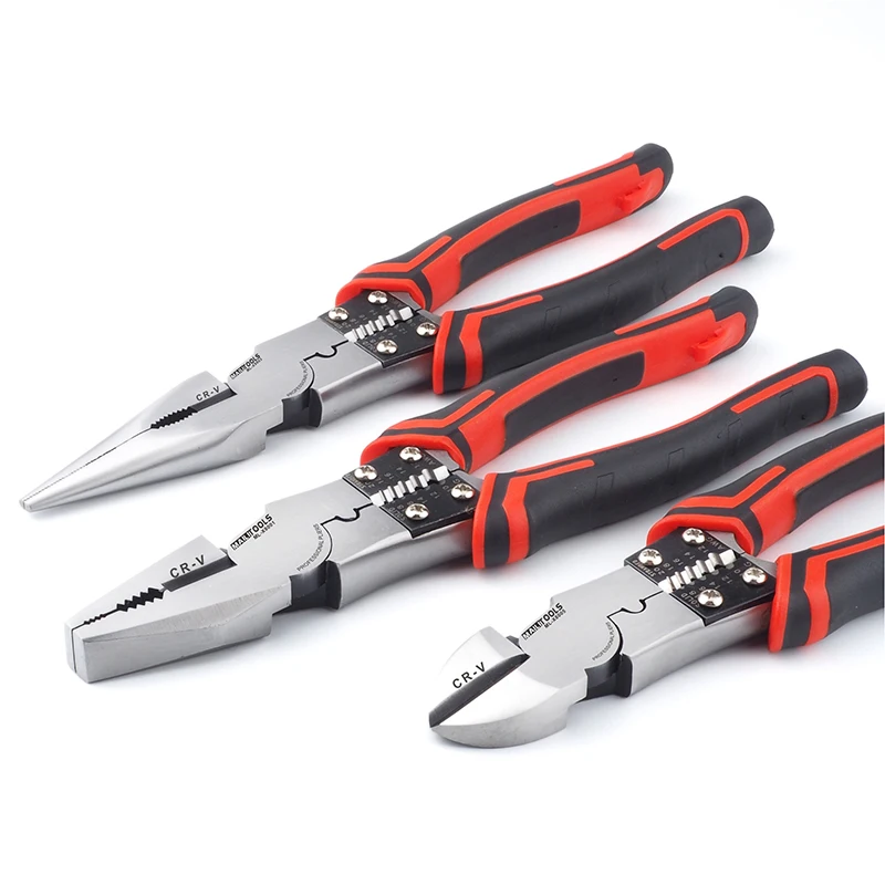 

Jewii 8.5in Multifunctional Pliers Wire Long Nose Diagonal Pliers Electrical Wire Stripping Pliers Non-slip Hand Tools