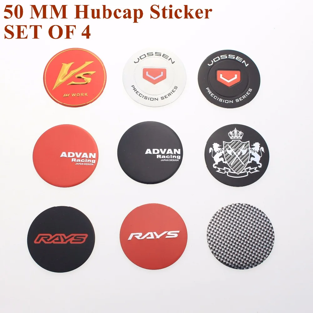 

SET OF 4 50MM Wheel Covers Sticker Rims Center Cap Hubcaps Sticker ENKEI ADVAN RACING Logo Badge Emblems For VOSSEN VIP VS RAYS