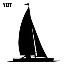 YJZT – autocollant en vinyle noir/argent, 13x14.7CM, mignon, Simple, petit bateau, Conception artistique, décor de voiture