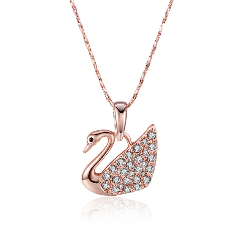 Crystal Swan Necklace Jewelry White 