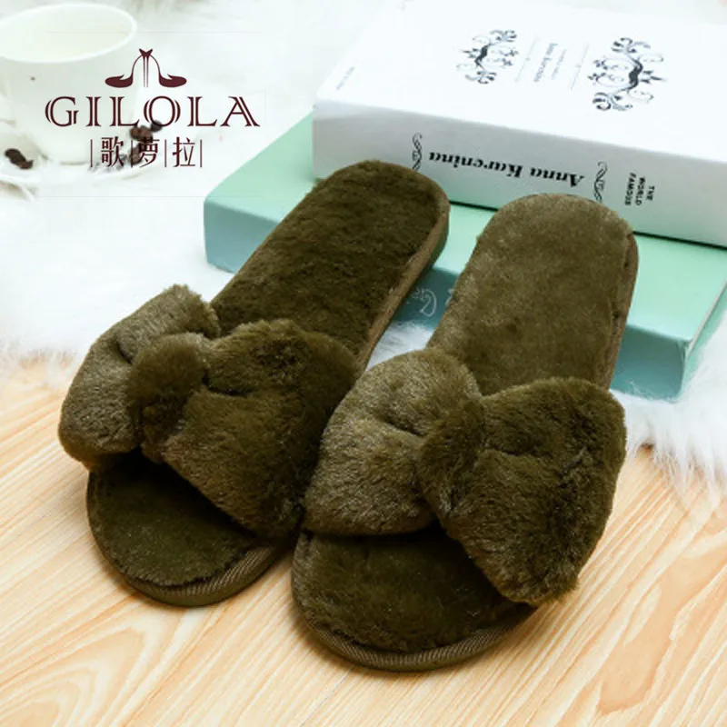 

Plush Warm Women Faux Fur Winter Home Slippers Indoor Bedroom Flip Flops Shoes Home Shoes Soft Warm Slippers #Y0796832Y
