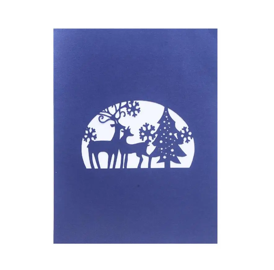  10pcs Handmade Kirigami Origami Christmas Tree Elk 3D Pop UP Greeting Cards Invitation card For Wed - 32979930656