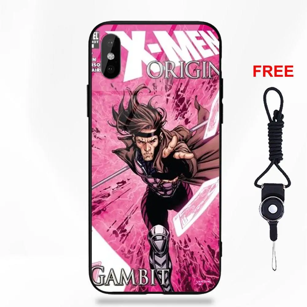 Vvcqod For Apple iPhone X XS Max XR 5 5C 5S SE 6 6S 7 8 Plus Soft TPU Frame+Tempered Glass Cover Comics Marvel Gambit Vvcqod For Apple iPhone X XS Max XR 5 5C 5S SE 6 6S 7 8 Plus Soft TPU Frame+Tempered Glass Cover Comics Marvel Gambit