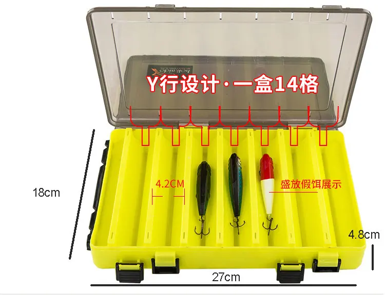 Isca de Pesca Caixa de Armazenamento Caixa de Acessórios de Pesca Caixa Multifuncional Single e double Side Peixinhos Recipiente B283 5 Caixa p/ equipamento de pesca