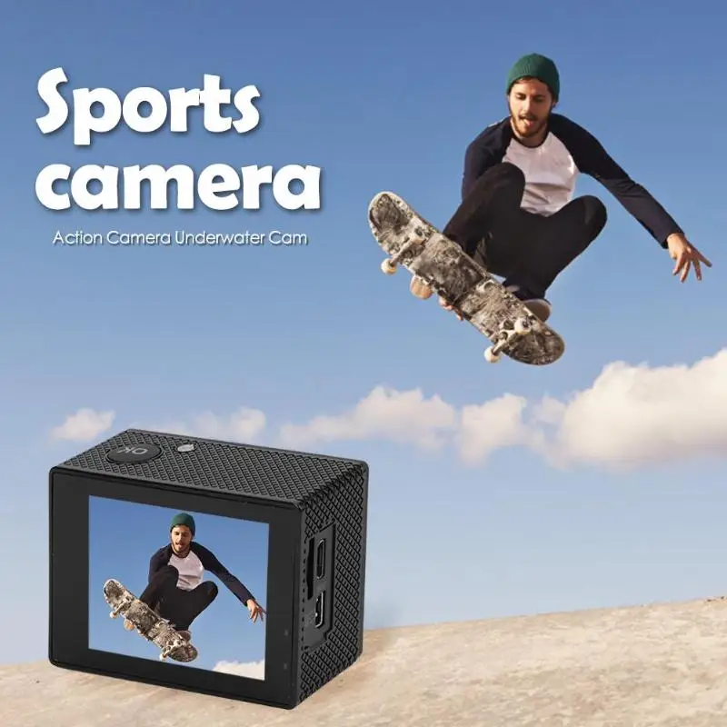 Экшн-камера 1080P 12MP 30m Водонепроницаемая 140 градусов широкоугольная Спортивная камера 080 p/30fps видео запись и 12MP изображение