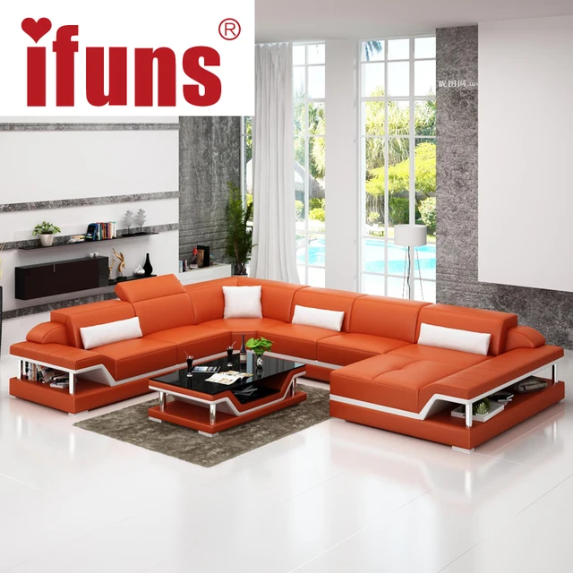 Ifuns U Shaped Black Genuine Leather Modern Sectional Sofa Top Grain Ifuns U Shaped Black Genuine Leather Modern Sectional Sofa Top Grain Luxury Sets Living Room