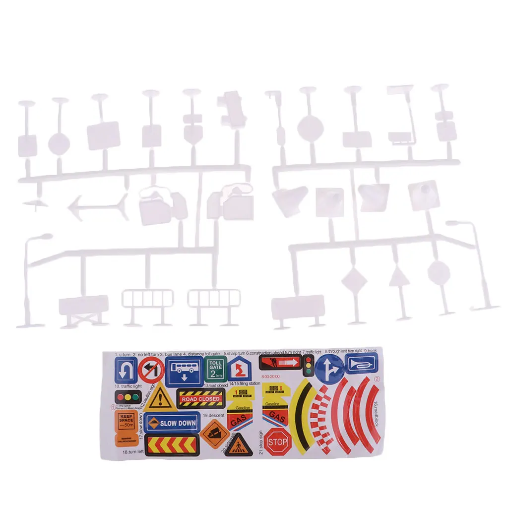 28pcs/pack Plastic Traffic Signs Road Sign Miniatures Kids Educational Toy
