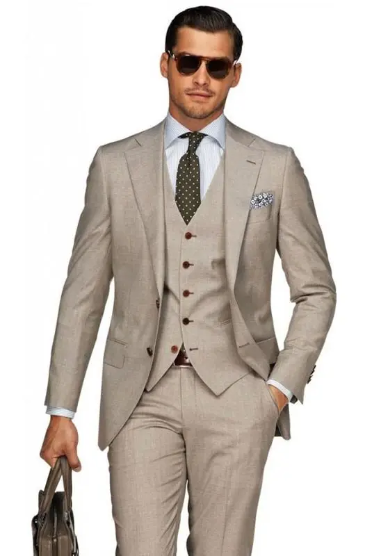 Men's Fashion Khaki Men Suits Slim Fit 