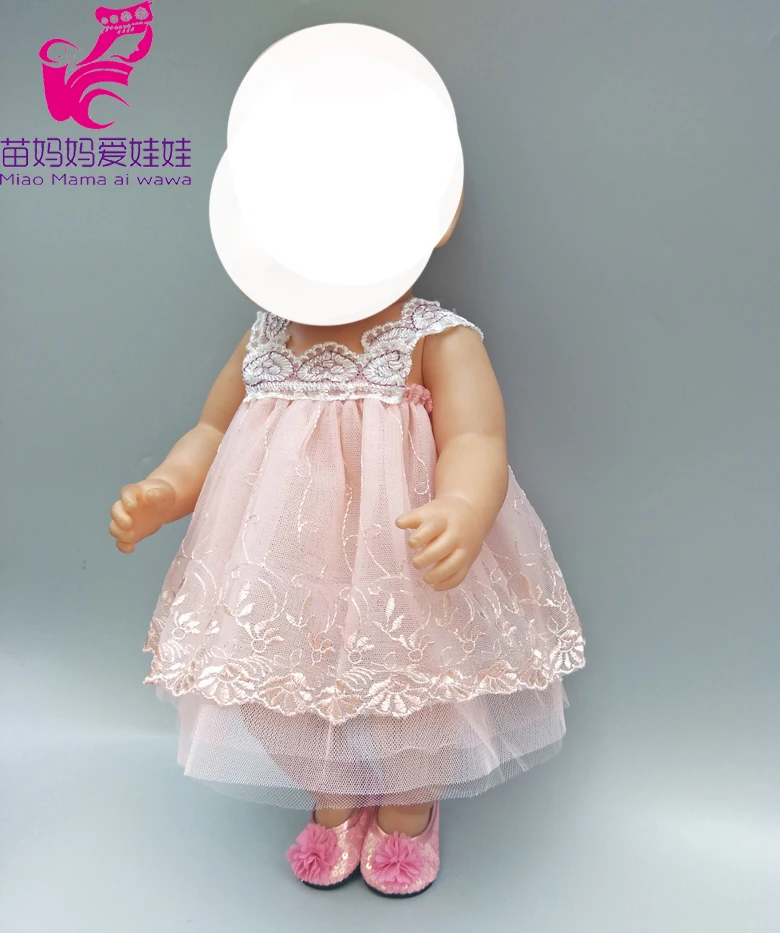 Кукольное платье для новорожденных 43 см, платье с Микки Маусом, костюм с повязкой на голову для 1", комплект одежды для куклы, платье с героями мультфильмов