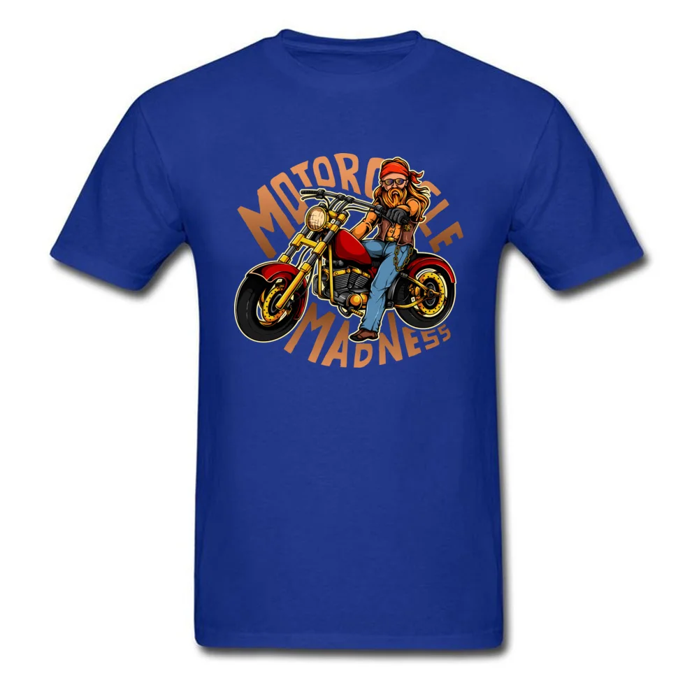 Motorcycle Madness 100% Cotton Adult Short Sleeve Tops T Shirt Design Summer Autumn T-Shirt Slim Fit Crewneck Clothing Shirt Motorcycle Madness blue