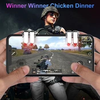 

2pcs 6 finger Phone Gamepad Gaming Controller Metal Trigger PUBG Fire Button Aim Key L1 R1 Shooter Controller PUBG Aim Fast