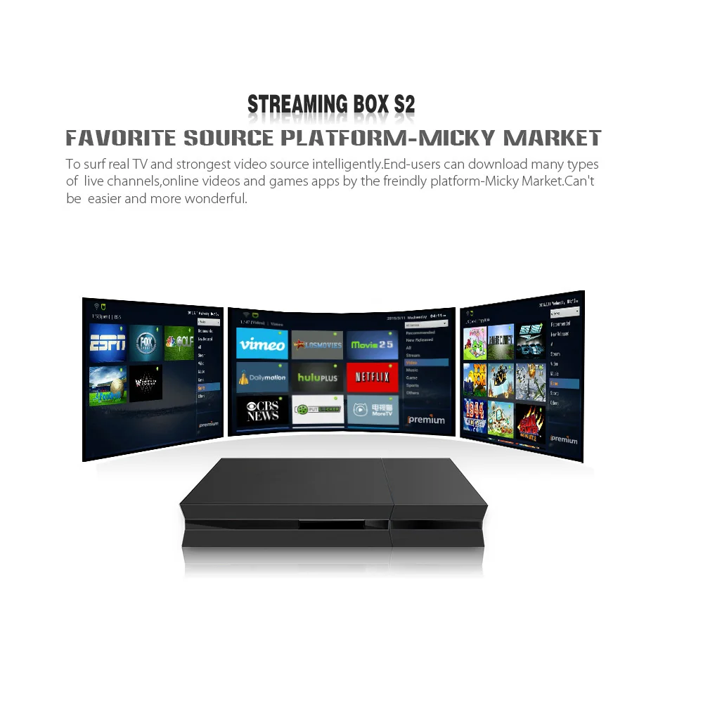  Streaming IPTV Box DVB-S2+T2/C Tuner Quad Core Cpu Mickhop Market App Store Support 10 Server Via Stalker Portal Middleware 