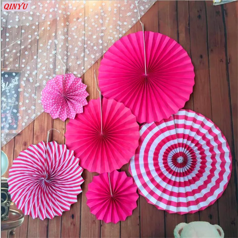 

6pcs/Set Paper Flowers Fan Wall Sticker Happy Birthday Party 3D Decorative Paper Flowers Fan Wall Sticker 8Z
