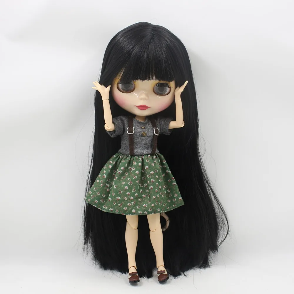 Neo Blythe Doll with Black Hair, White Skin, Shiny Cute Face & Custom Jointed Body 3