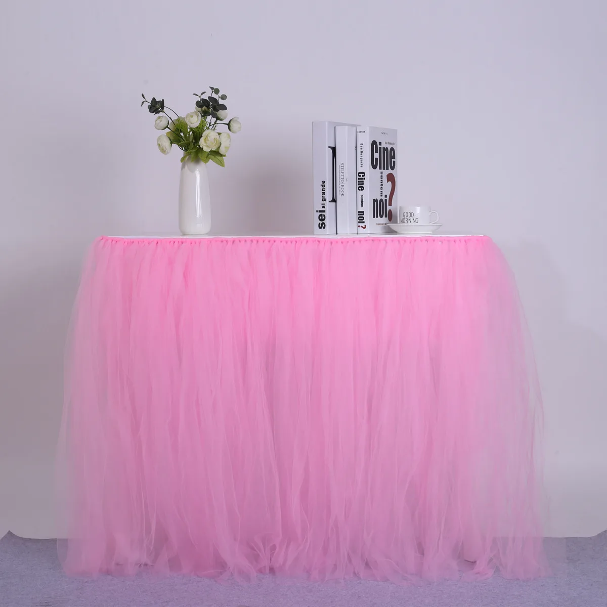 91,5*80 см DIY Тюлевая юбка-пачка для стола юбка для стола ing Baby Shower День рождения банкет свадебное украшение домашний текстиль скатерть серого цвета - Цвет: pink 1