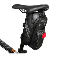 Bike Saddle Bag with Tail Light Rianproof Bicycle Bag with Water Bottle Pocket MTB Bicycle Cycling Rear Seat Tail Bag