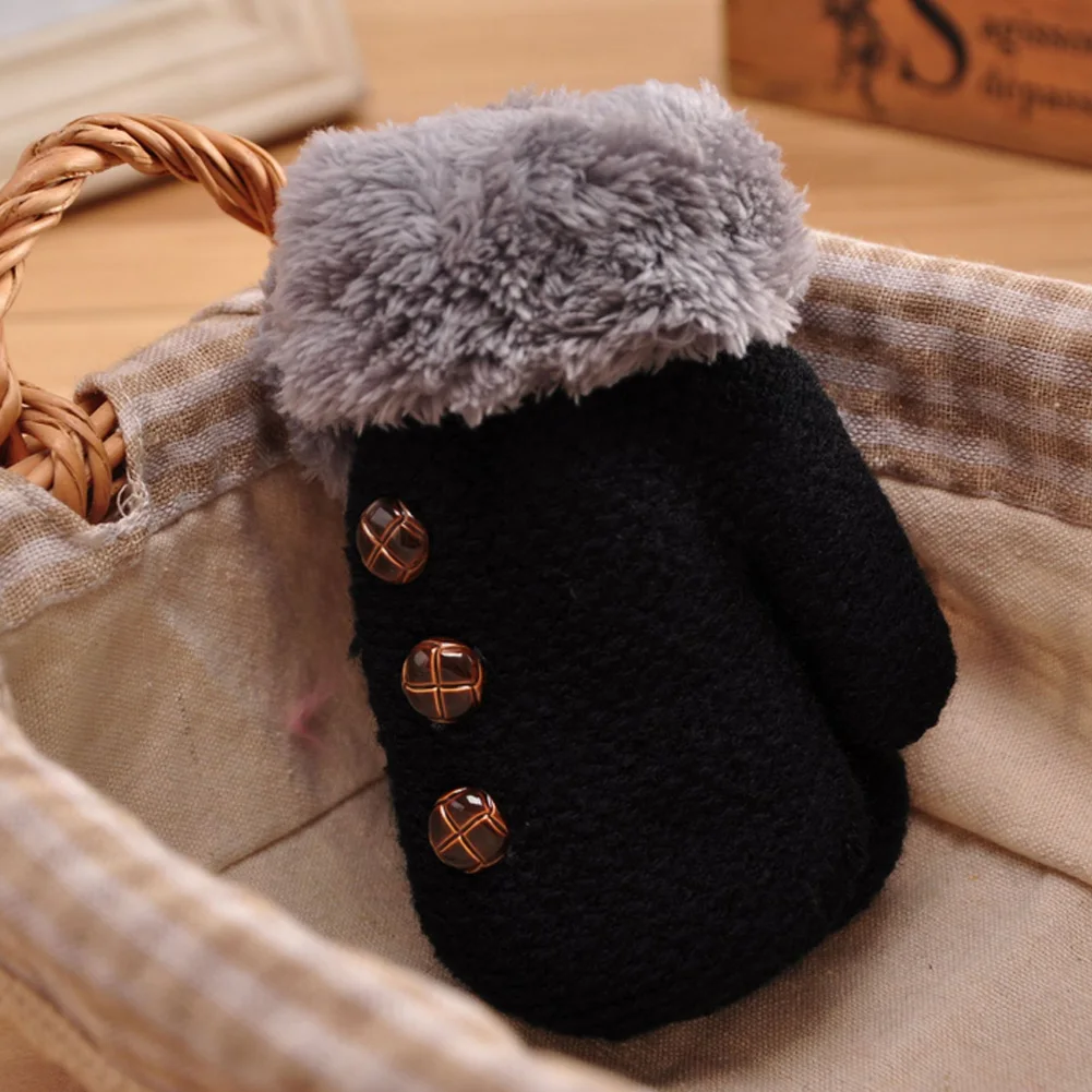 Stretchy Knitted Fibres Gloves Fashion Winter Baby Gloves Wanten Warm