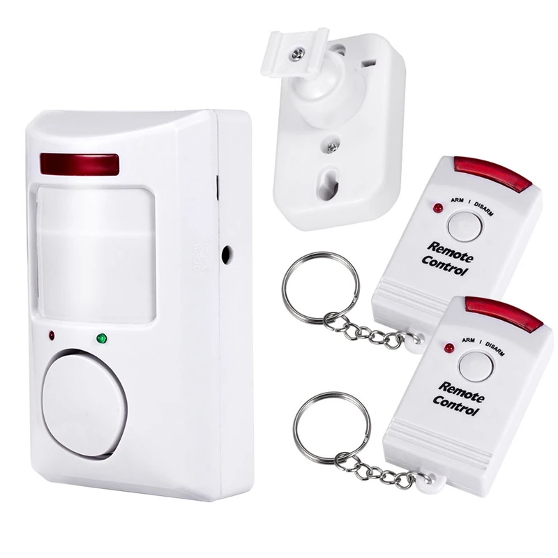 Wireless Battery PIR Infrared Motion Sensor Detector With 2pcs Remote
