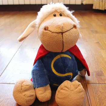 

candice guo! nice plush toy cute cartoon creative Superman sheep stuffed appease doll lamb Valentine birthday christmas gift 1pc
