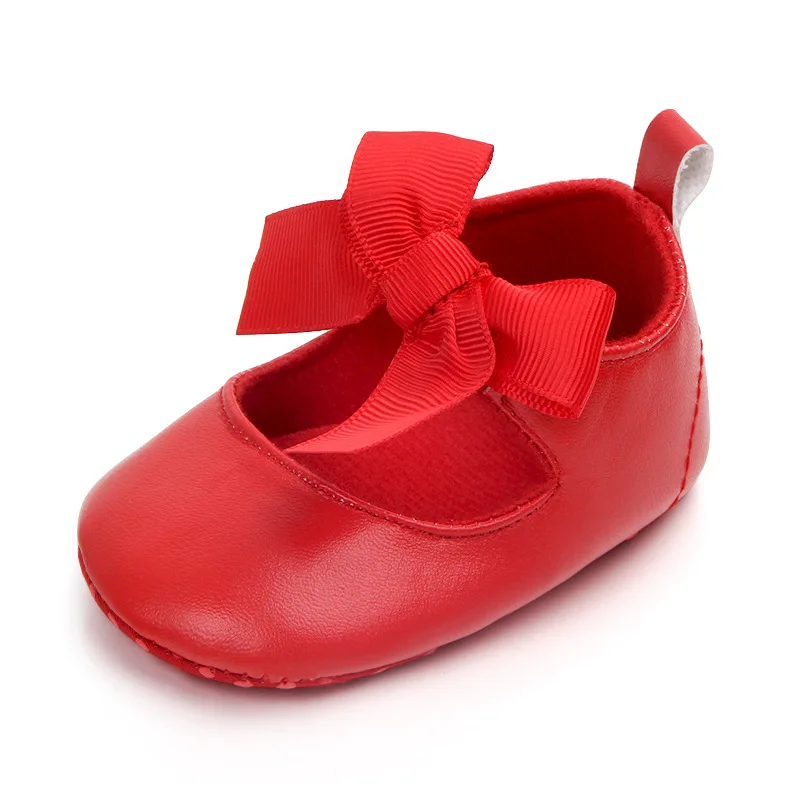 New 0-18M Toddler Baby Girl Soft PU Princess Shoes Bow Bandage Infant Prewalker Newborn Baby Shoes