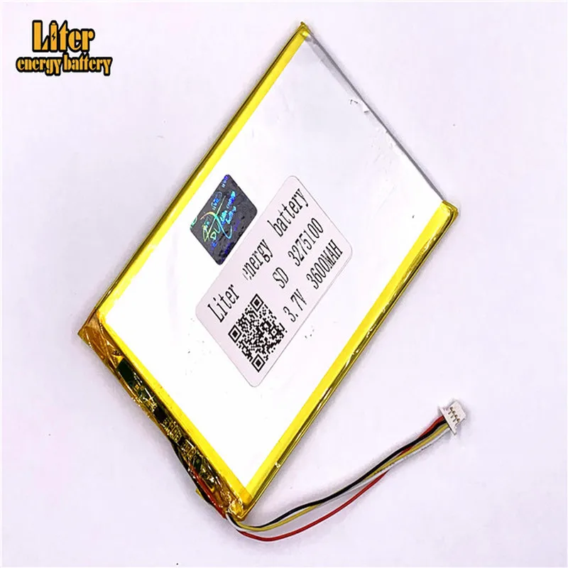 plug 1.0-4P 3275100 3075100 3600mah 3.7V Rechargeable lipo battery solar li ion polymer lithium tablet pc |