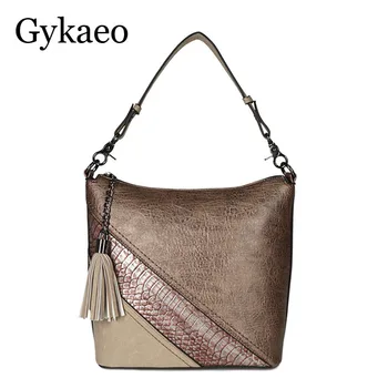 

Vintage Bucket Handbags for Women High Quality Female Snake PU Leather Shoulder Bag with Tassel Ladies Luxury Crossboby Bags