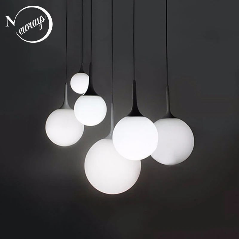  Loft simple milk white glass ball pendant light LED E27 modern hanging lamp with 6 size for living  - 32879966151