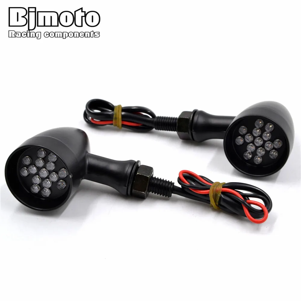 

BJMOTO 2x Universal Motor Aluminum Turn Signal Light Bullet Amber for Harley Honda Yamaha Kawaski Street Bike indicator light
