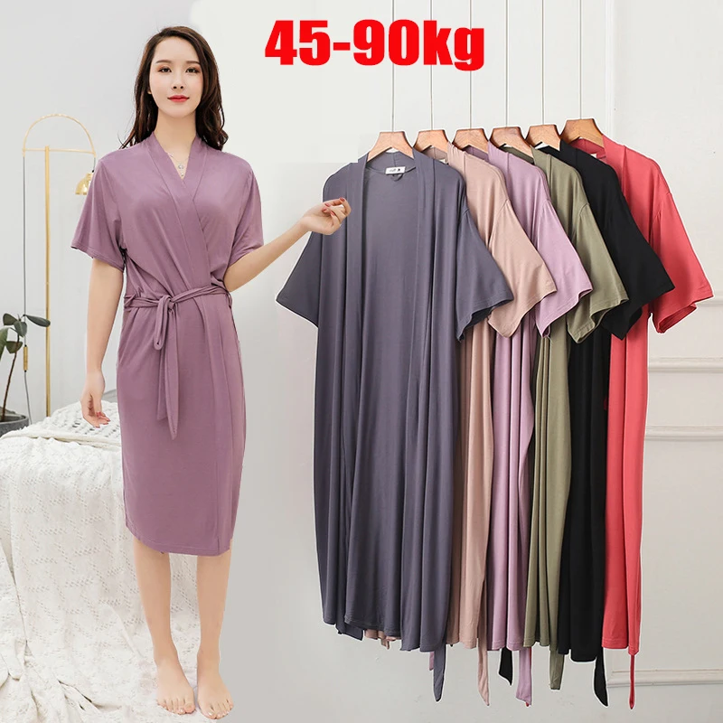 

plus size women New nightgown ladies summer ice silk modal loose pajamas cotton home clothes bathrobes robes women sleepwear
