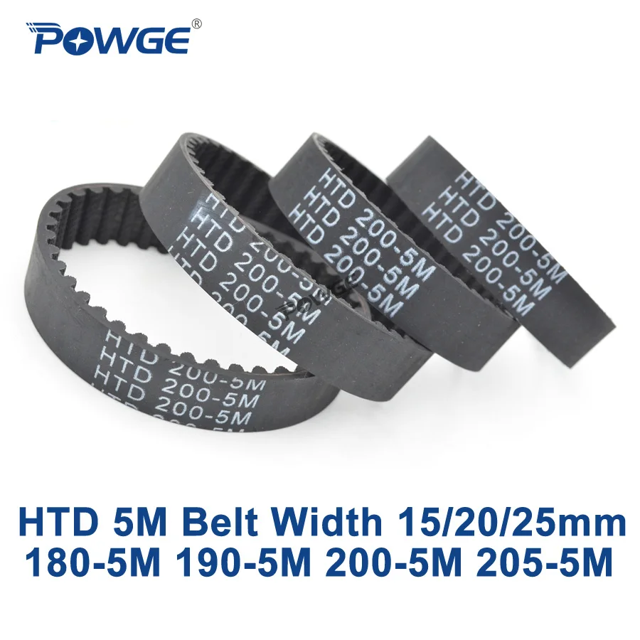 POWGE HTD 5 м ремня C = 180/190/200/205 ширина 15/20/25 мм зубы 36 38 40 41 HTD5M синхронного ремня 180-5M 190-5M 200-5 м 205-5 м
