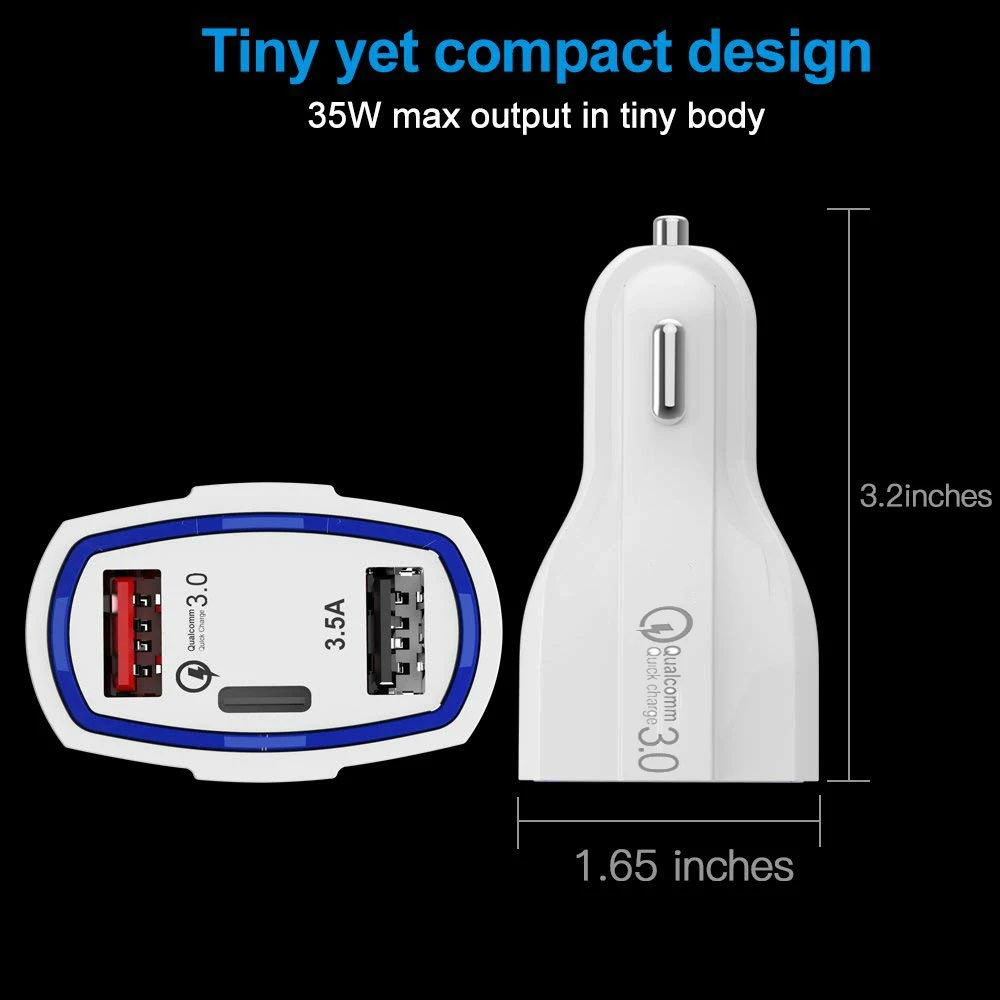 Автомобильное зарядное устройство Quick Charge 3,0 type-C 3.5A универсальное Usb Автомобильное зарядное устройство Dual USB безопасное мобильное зарядное устройство для iphone samsung