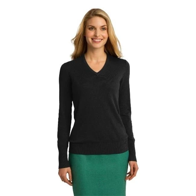Port Authority LSW285 Ladies V-Neck Sweater Black - 3XL