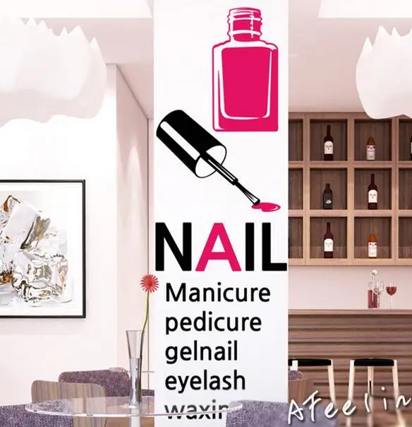Nail salon shop Showcase glass sticker Beauty shop decoration window