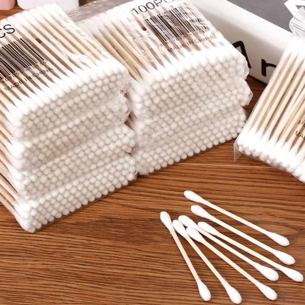 

TOP 2 Bag/set Double-headed Cotton Swab Stick Baby Sanitary Cotton Swab Cleansing Makeup Stick