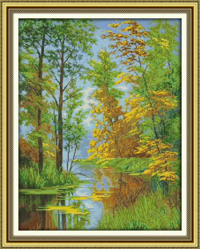 

Reflection cross stitch kit 14ct 11ct count printed canvas stitching embroidery DIY handmade needlework