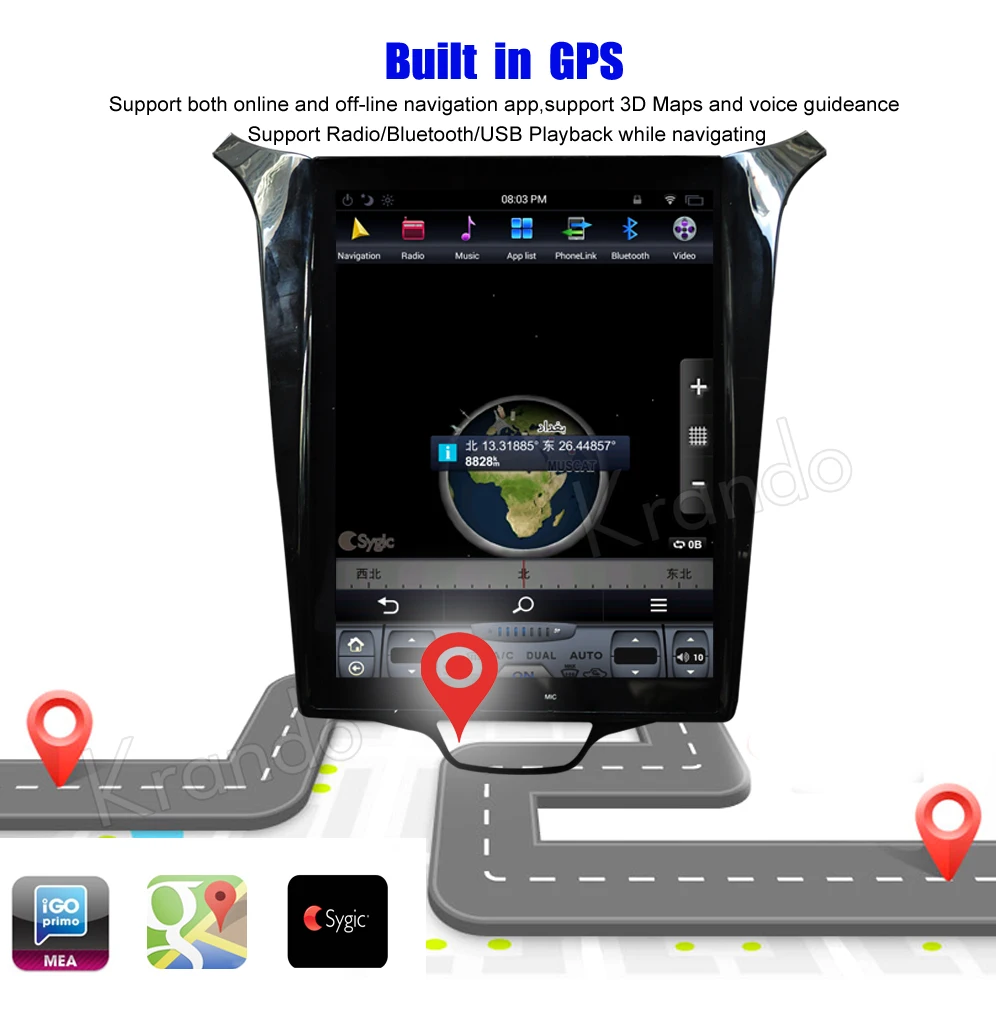 Perfect Krando Android 8.1 10.4" Tesla Vertical screen car audio player gps for Chevrolet Cruze 2015+ multimedia entertainment system 2