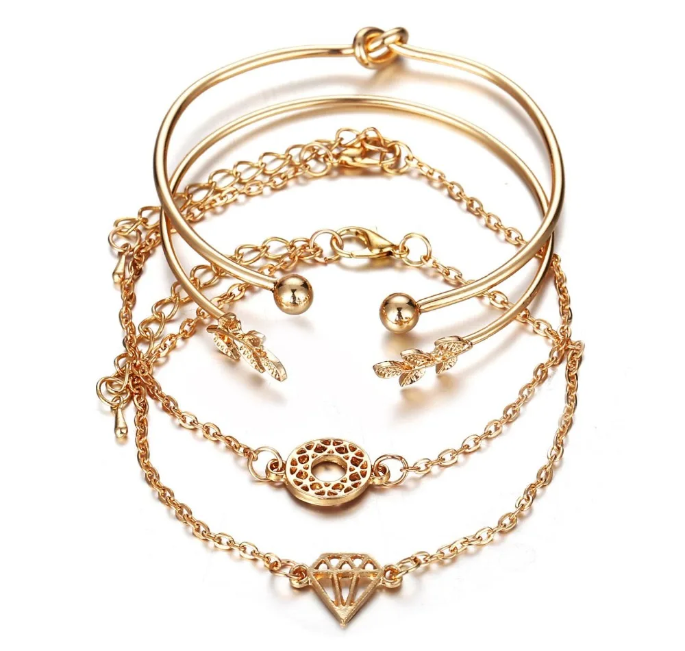 New Bracelet Wholesale Fashion Jewelry gold leaf Bracelet for Women Bangle Gold knot Bracelet ...