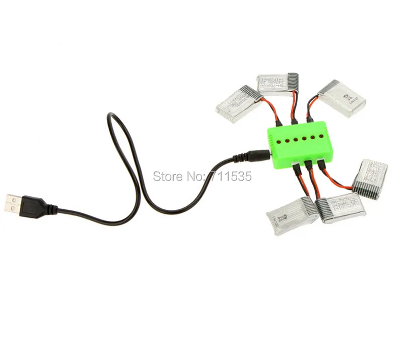 

6 In 1 X6 Charger + 6Pcs 3.7V 240mAh 250mah 300mAh 380mAh Lipo Battery For Hubsan X4 H107 H107L H107D Syma X5C X5 X5A JD385