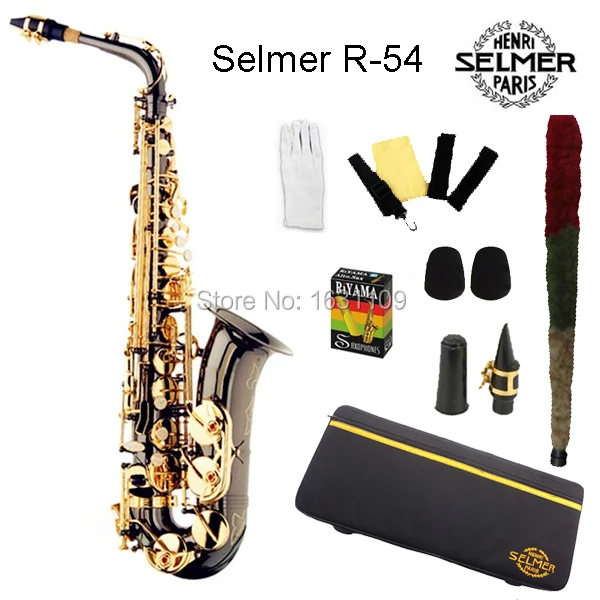 Cheap Brand New France Selmer Alto Saxophone R54 Professional E Black Nickel Gold Sax mouthpiece With Case and Accessories