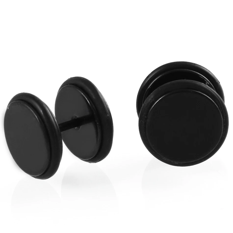 2PCS Steel Black Fake Tunnel Fake Piercing Plugs and Tunnels Faux Septo