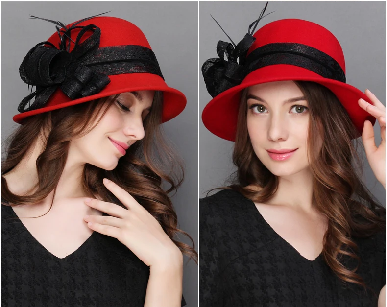 FS фетровая шляпа-Клош, зимняя фетровая шляпа для женщин, шерсть, фетровые элегантные шапки с широкими полями, классический стиль, Fieltro Mujer