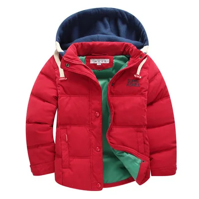 Г. Детская теплая куртка зимняя верхняя одежда для детей Повседневная теплая куртка с капюшоном для мальчиков, водонепроницаемая одежда От 6 до 14 лет теплые пальто для мальчиков - Цвет: Красный