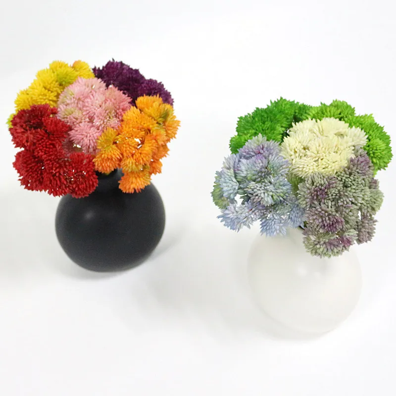 Flone Soft Rubber Artificial Rice Tsai Ball Fruit Hydrangea Simulation Fake Flower Real Touch Succulent Plant Party Family Decor (10)